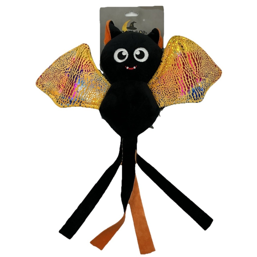 Broom & Co Dog Toy Medium Black New Vampire Bat Halloween Squeaky Plush Chew